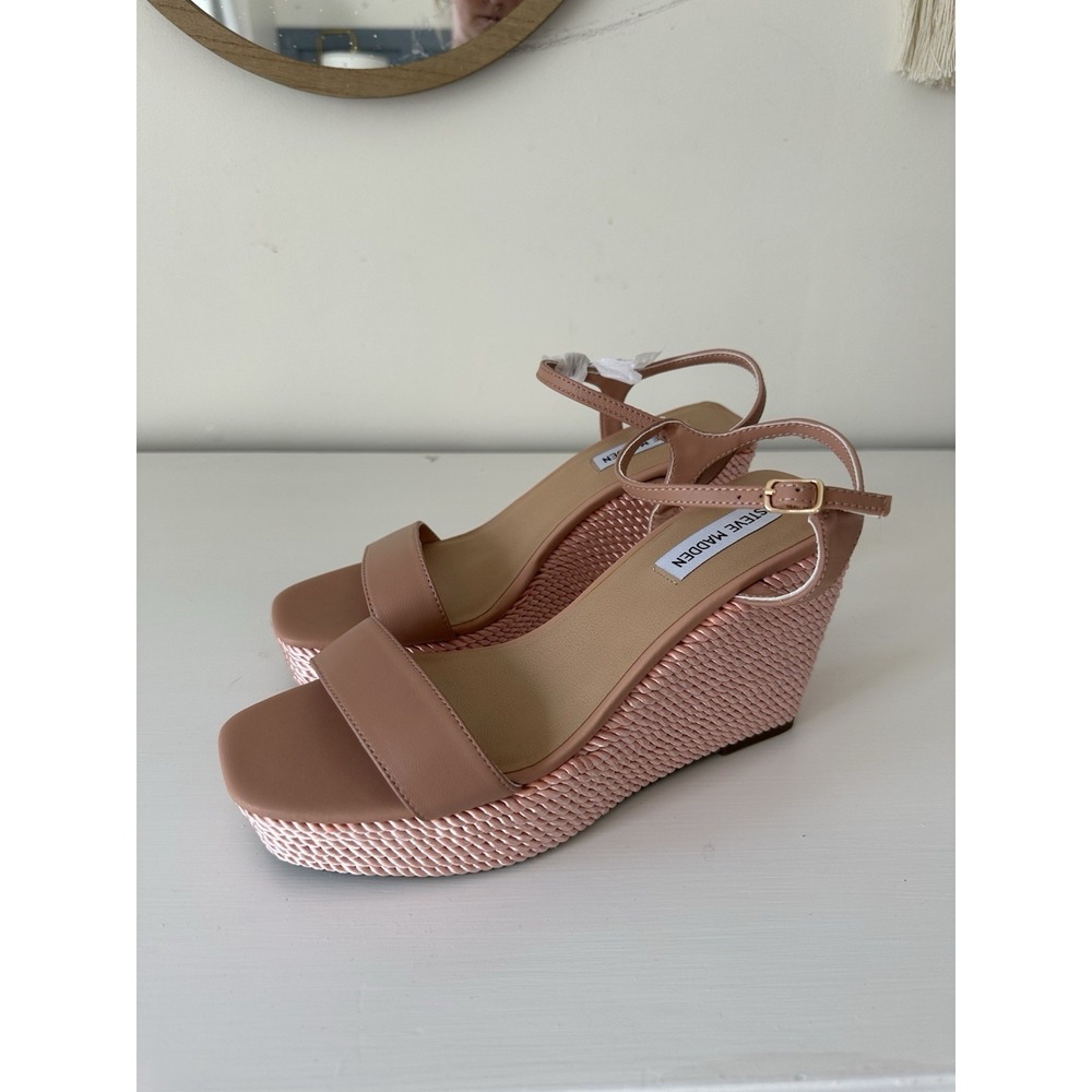 Steve Madden Wedge Sandal Pink And Tan Size 9 - Picture 3 of 8